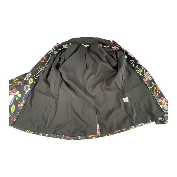 Bar III Black Floral Blazer Size 6 | One Button Silk Feel Statement Jacket - Picture 6 of 10